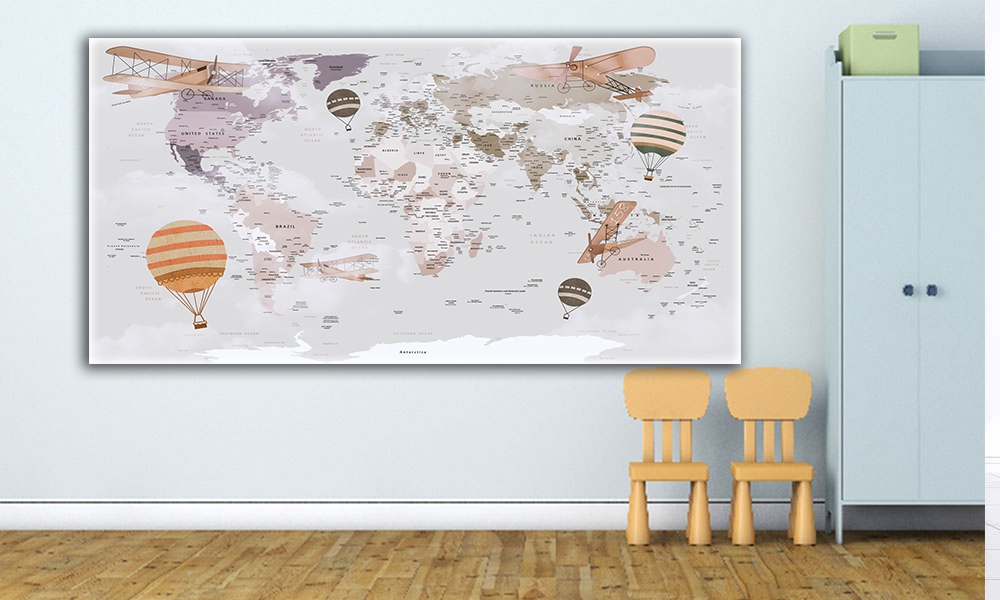 Çocuk dünya haritası posteri