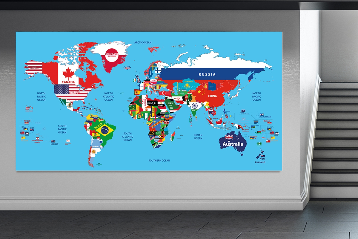 Dünya Haritası ve Bayraklar