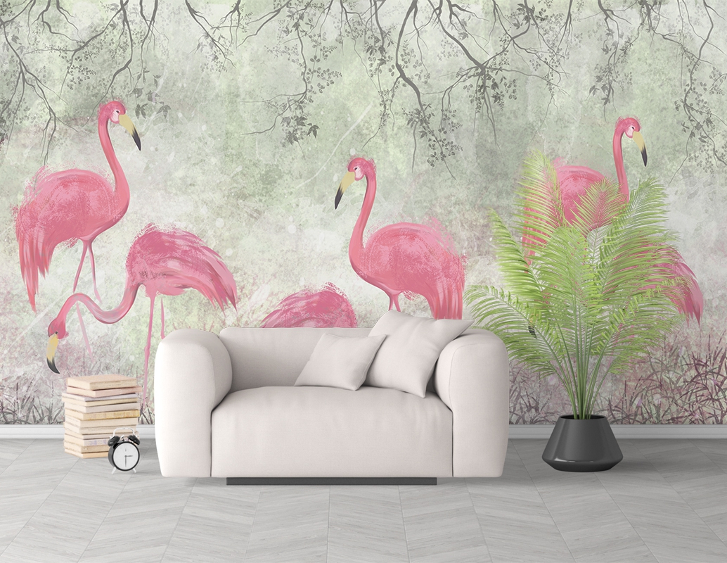 Flamingolu duvar kağıdı