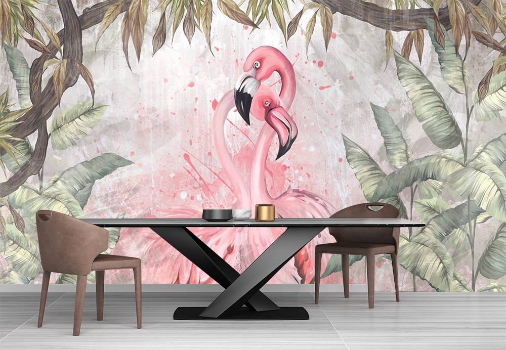 Flamingo yapraklı duvar kağıdı