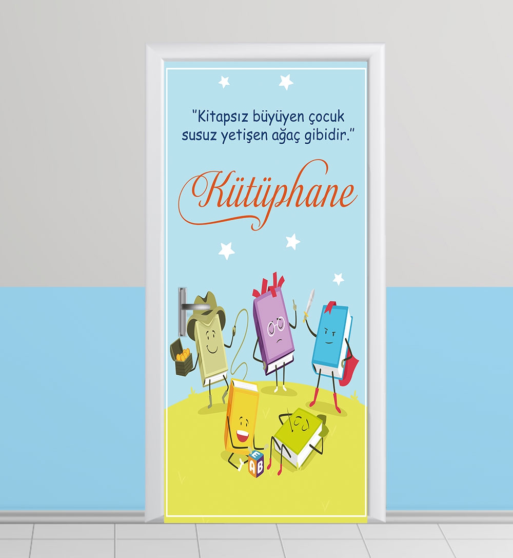 İlkokul kütüphane kapı giydirme
