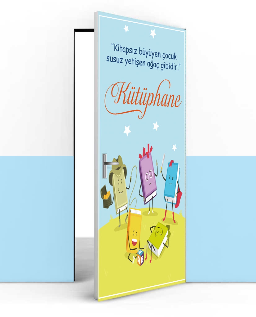 İlkokul kütüphane kapı giydirme