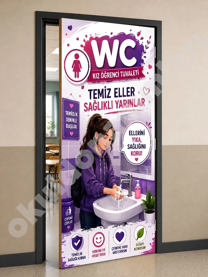 Lise Kız Öğrenci WC Kapı Giydirme