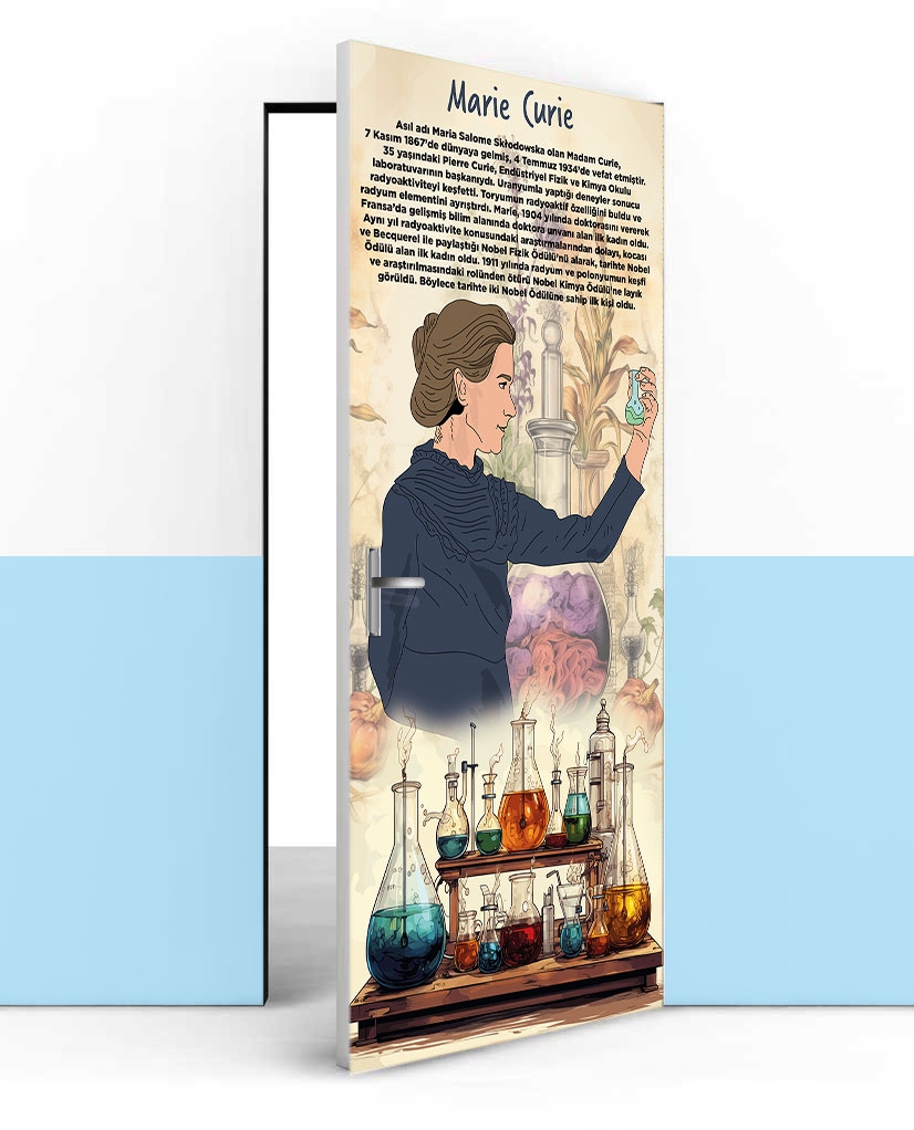 Marie Curie kapı giydirme