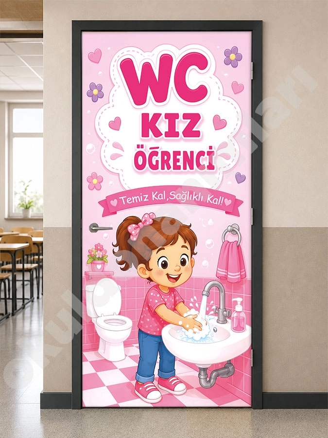 Kız Öğrenci WC Kapı Giydirme