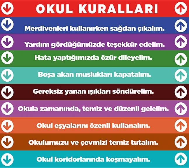 Okul kuralları merdiven yazıları