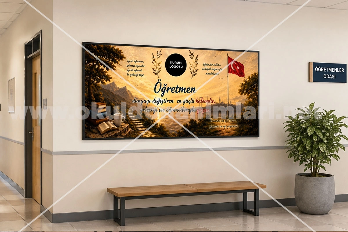 Öğretmen Temalı Okul Posteri