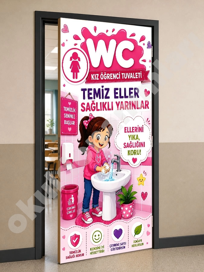 Kız Öğrenci Tuvaleti WC Kapı Posteri