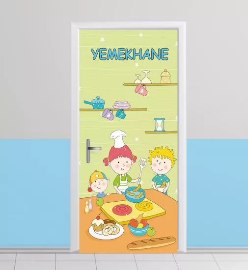 Anaokulu yemekhane kapı giydirme görselleri