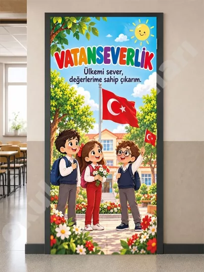 Vatanseverlik Temalı Okul Sınıf Kapısı Giydirmesi 