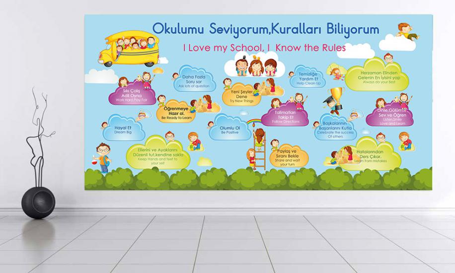 ingilizce sokağı, ingilizce eğitim posteri, ingilizce okul posteri, ingilizce kapı giydirme, ingilizce duvar giydirme, ingilizce kiriş yazıları, english classroom, english street