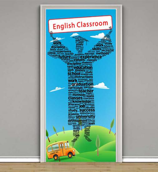 ingilizce sokağı, ingilizce eğitim posteri, ingilizce okul posteri, ingilizce kapı giydirme, ingilizce duvar giydirme, ingilizce kiriş yazıları, english classroom, english street