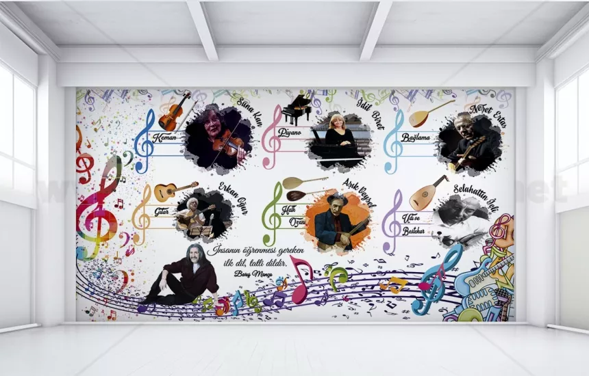 Müzik sınıfı, atölye ve okul koridorları poster