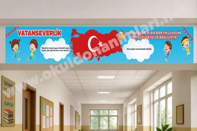 Okul Koridoru Değerler Eğitimi kiriş yazısı