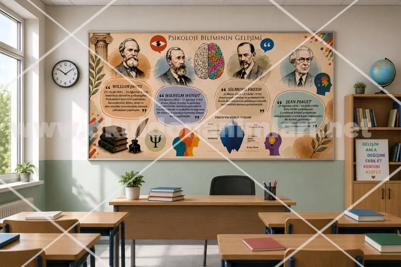 Psikoloji Biliminin Gelişimi Okul Koridoru Posteri